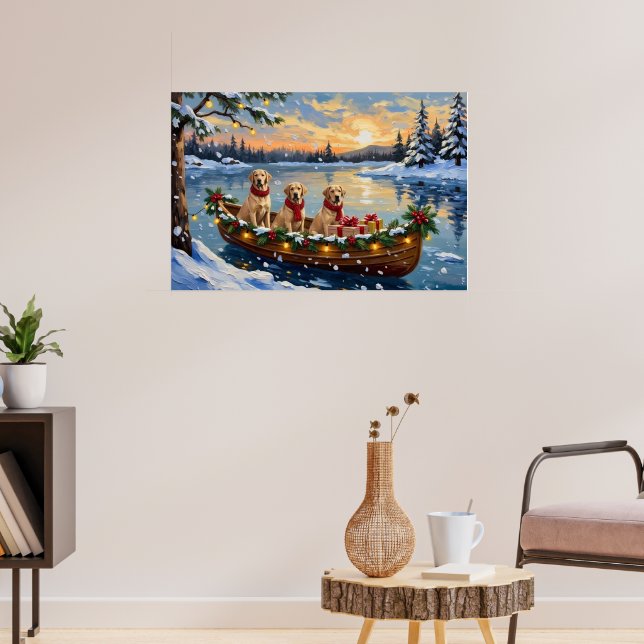 Póster Pastore Labrador Navidad Barco Fiesta (Salón 3)