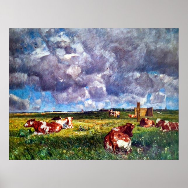 Póster Pastura de vaca en el pantano del norte de Frisia  (Frente)