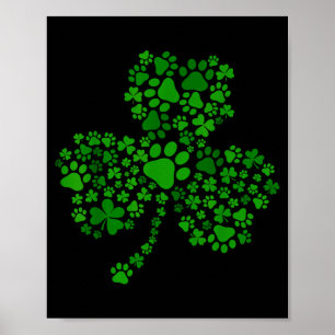 Póster Pata de perro trébol día de san patricio amante de