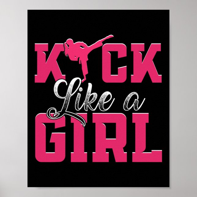 Póster Patada como Chica Karate Artes Marciales Taekwondo (Frente)