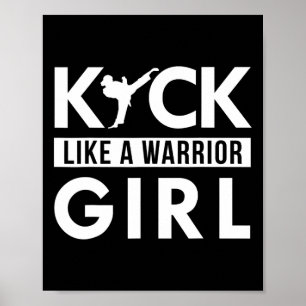Póster Patada Como Un Chica Guerrero Karate Taekwondo