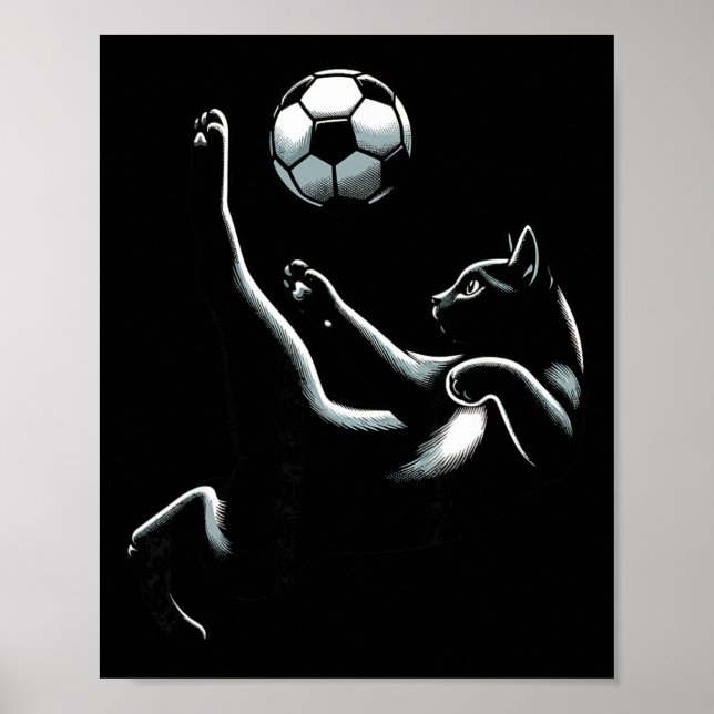 Póster Patada de Bicicleta de Gato Negro - Fans de Fútbol (Frente)