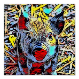 Póster patada de color - lechón