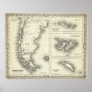 Póster Patagonia las Orcadas del sur Islas Malvinas