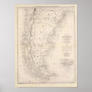 Póster Patagonia, Tierra del Fuego, la Malvinas