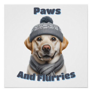 Póster Patas y Torbellinos - Diseño de Perro Invernal