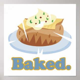 Póster Patata horneada con texto BAKED
