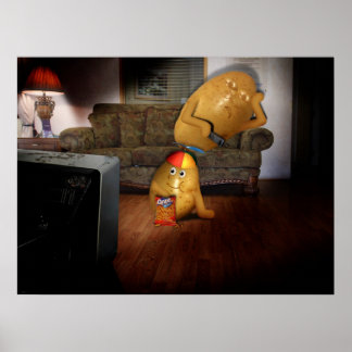 Póster Patatas con padre durmiendo en el sofá