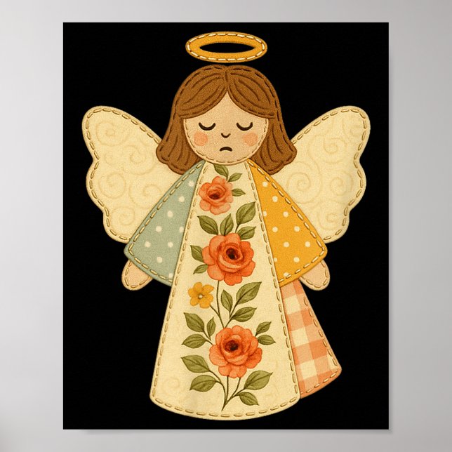 Póster Patchwork Angel Cozy Christmas &amp; Christian Des (Frente)