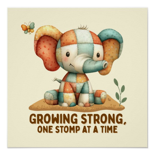 Póster Patchwork Elephant “Growing Strong (Anverso)