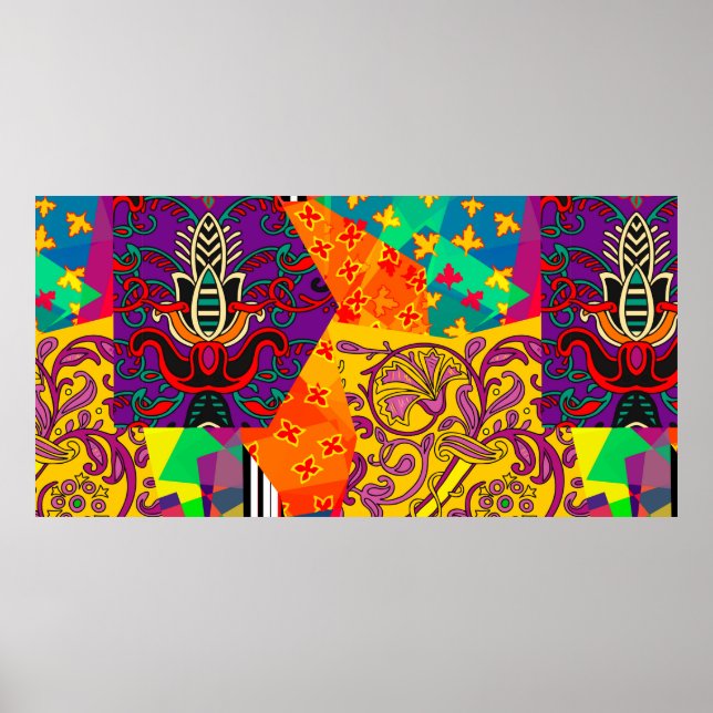 Póster Patchwork festivo al estilo indio, turco, italiano (Frente)