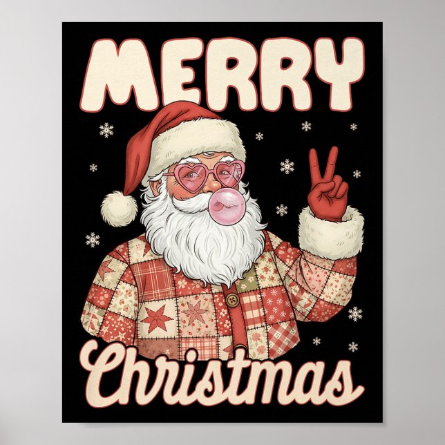 Póster Patchwork Santa Claus Xmas Merry Christmas Men Wom (Frente)