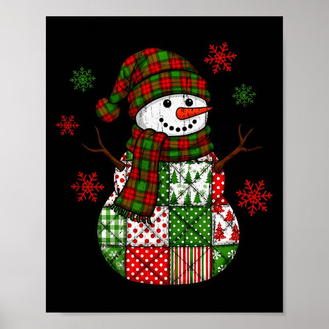 Póster Patchwork Snowman, Retro Funny Christmas  (Frente)