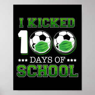 Póster Pateado 100 Días De Fútbol Escolar Con Máscara De 