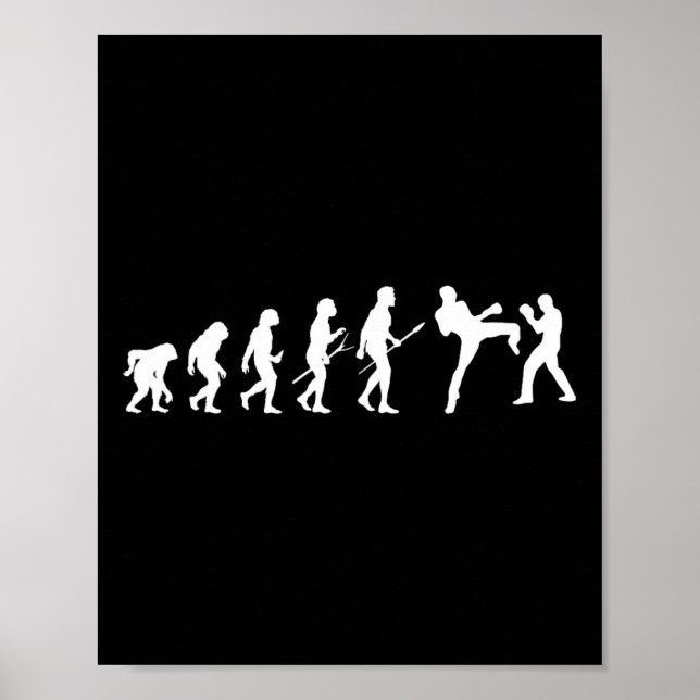Póster Patear Boxeador de Kickboxing Mma Boxeo Evolución  (Frente)