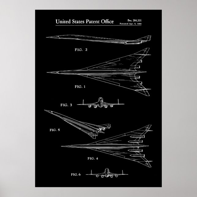 Póster Patente aérea de la NASA de 1966 (Frente)