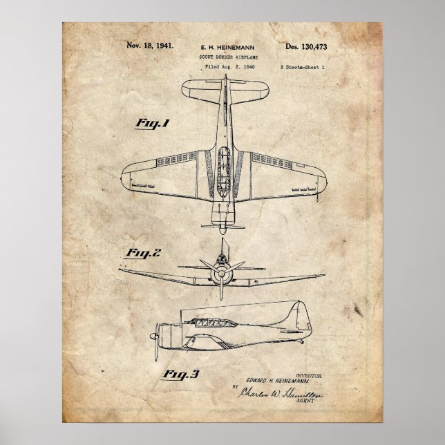 Póster Patente aérea Scout Bomber (Frente)