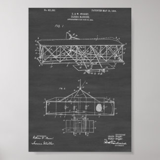 Póster Patente aérea Wright Brothers - Chalkboard