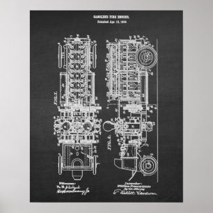 Póster Patente azul del motor de fuego Art. 4