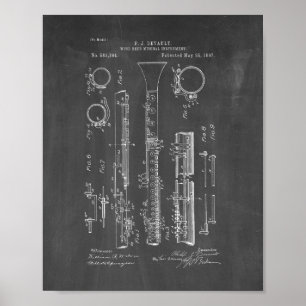 Póster Patente Clarinet - Chalkboard