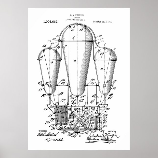 Póster Patente de Airship Steampunk (Frente)