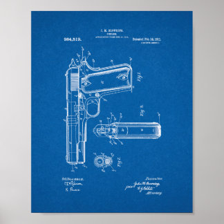 Póster Patente de armas Colt 1911 - Blueprint