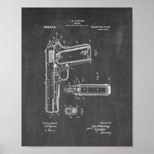 Póster Patente de armas Colt 1911 - Chalkboard
