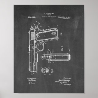 Póster Patente de armas Colt 1911 - Chalkboard