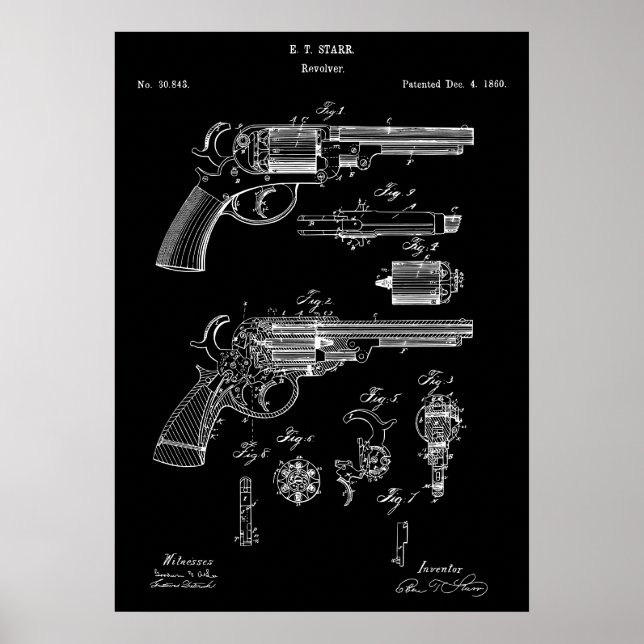Póster Patente de armas de Revolver (Frente)