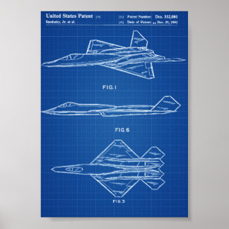 Póster Patente de avión YF-23 - Blueprint