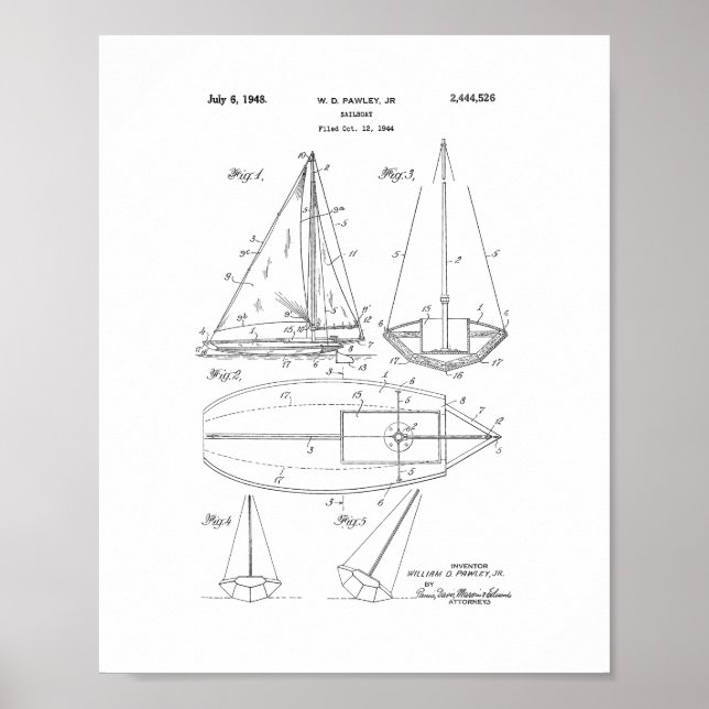 Póster Patente de barco de vela (Frente)