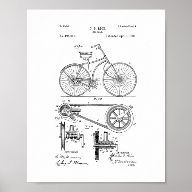 Póster Patente de bicicletas (Frente)