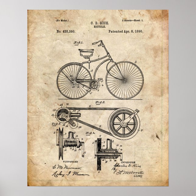 Póster Patente de bicicletas (Frente)