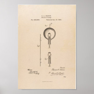 Póster Patente de bombilla poster/Edison