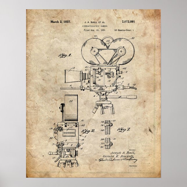 Póster Patente de cámara de película (Frente)