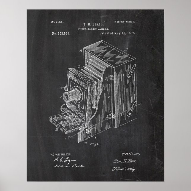 Póster Patente de cámara retro (Frente)