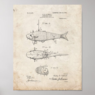 Póster Patente de cebo artificial - aspecto antiguo