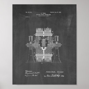 Póster Patente de controlador de circuito eléctrico Tesla