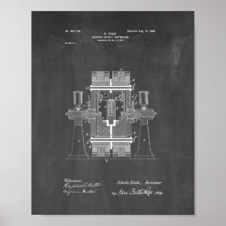 Póster Patente de controlador de circuito eléctrico Tesla