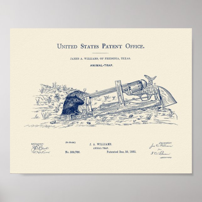 Póster Patente de diseño de armas de fuego Mousetrampa -  (Frente)