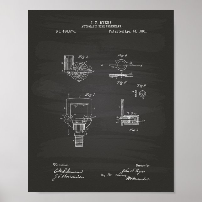 Póster Patente de Dispersores de Fuego Automático 1891 -  (Frente)