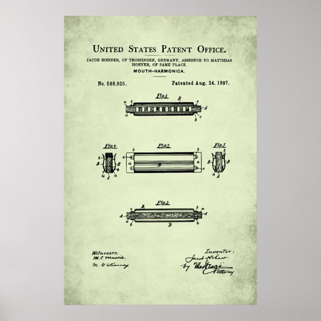 Póster Patente de EE. UU. - Armónica (Frente)