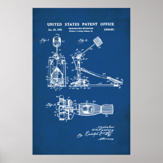Póster Patente de EE. UU. - Pedal de tambor