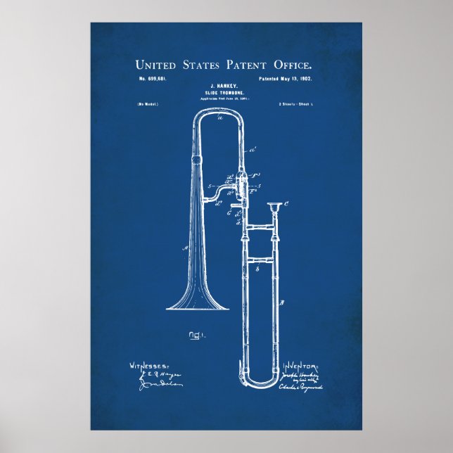 Póster Patente de EE. UU. - Trombón (Frente)