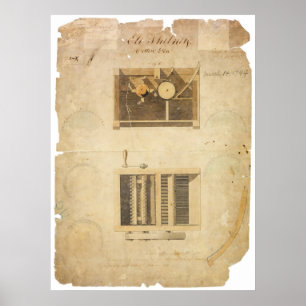 Póster Patente de Eli Whitney para la ginebra de algodón