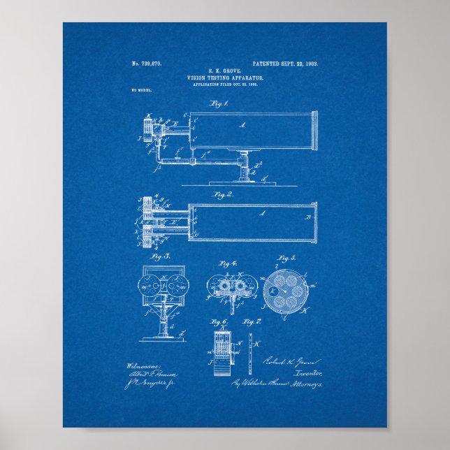 Póster Patente de equipos de prueba de visión - Blueprint (Frente)