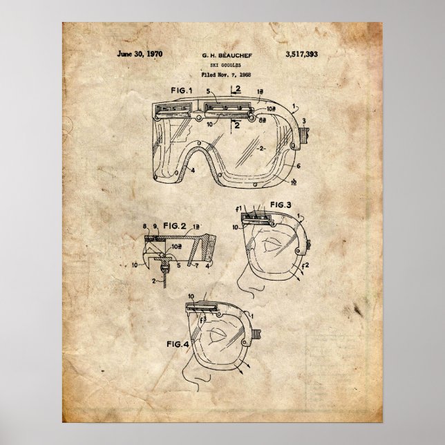 Póster Patente de esquí (Frente)