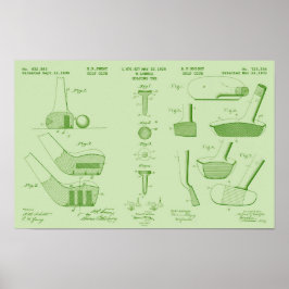 Póster Patente de golf de época Poster 2 Verde fresco