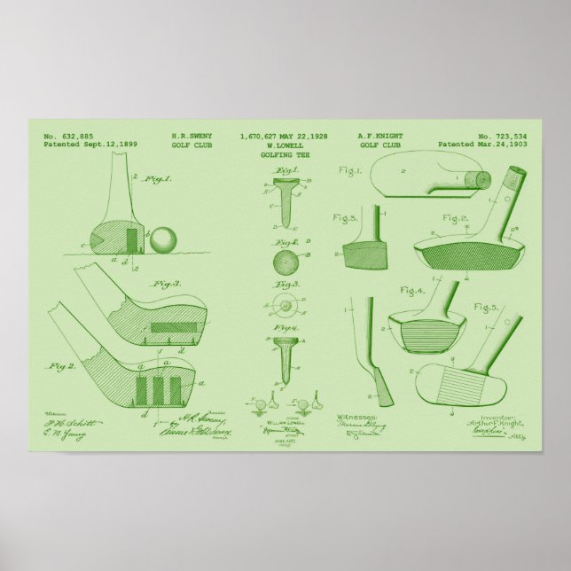 Póster Patente de golf de época Poster 2 Verde fresco (Frente)