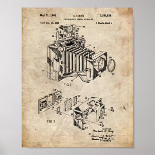 Póster Patente de la cámara del vintage